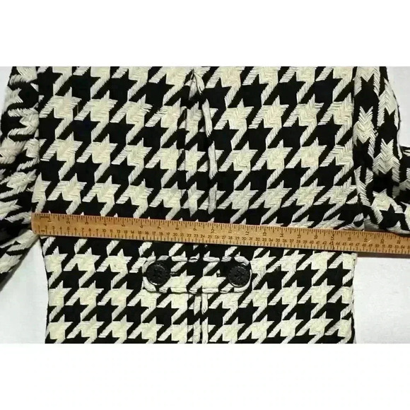 Express Pea Coat Wool Blend Houndstooth White Black Y2K Women's Size S - Picture 11 of 11